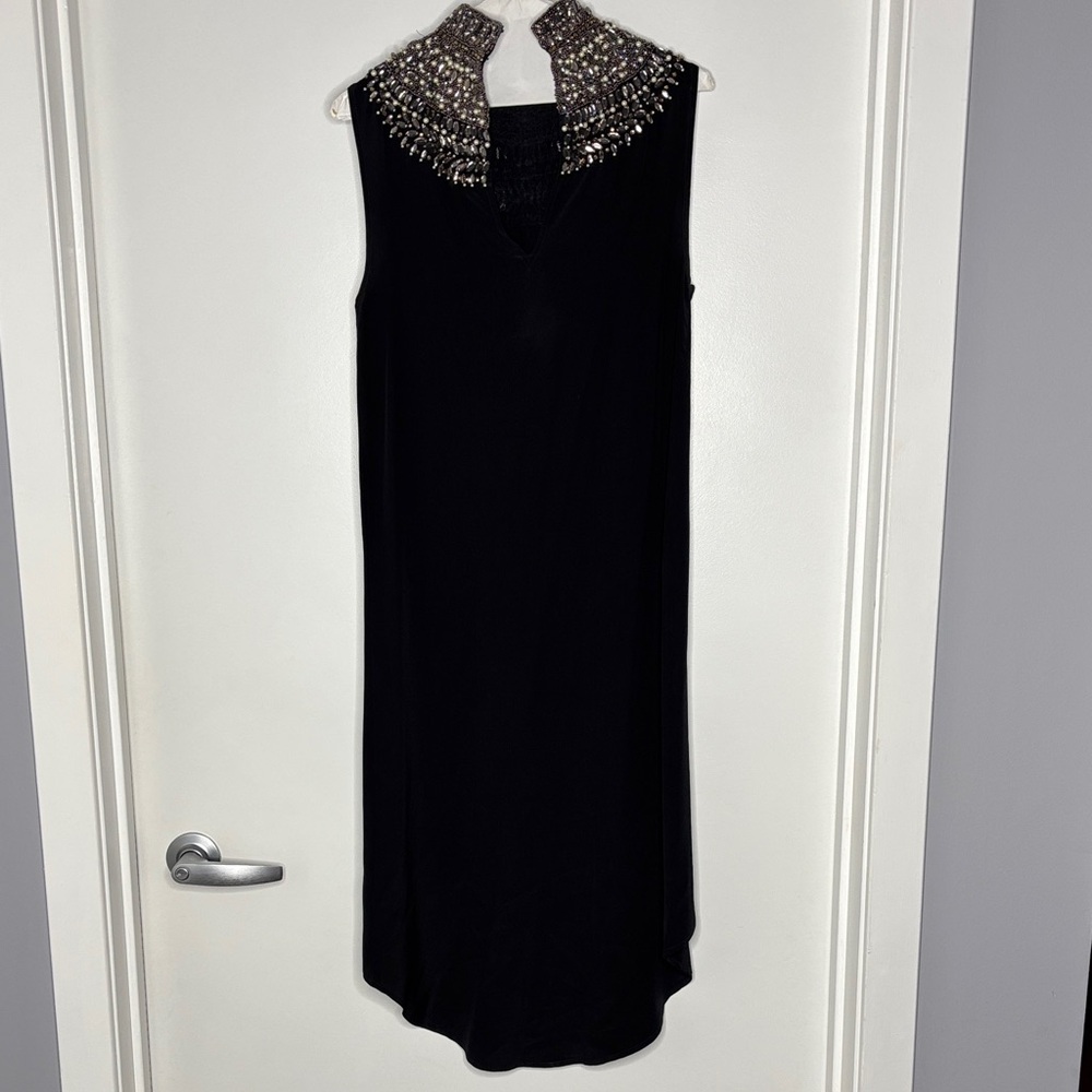 Haute Hippie Black High-Low Dress with Beaded Neckline - Picture 6 of 6